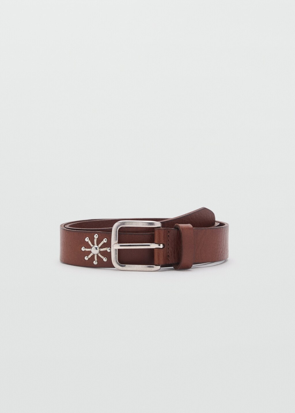 Leather belt with embroidered details - Brown