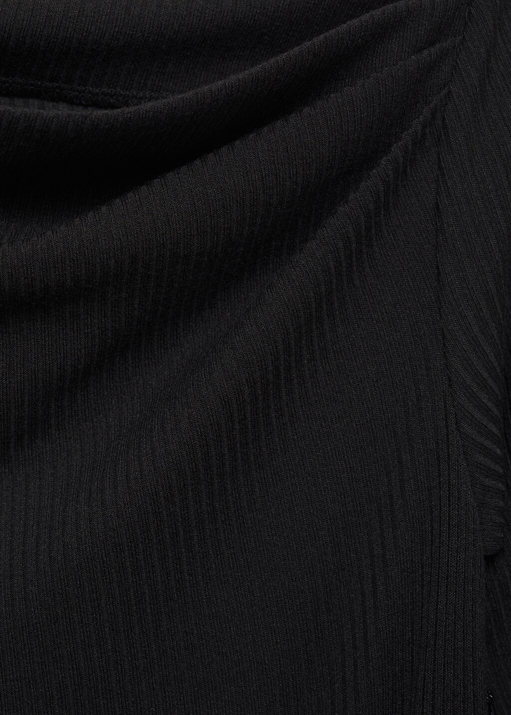 Combined-fabric jumpsuit with belt - Black