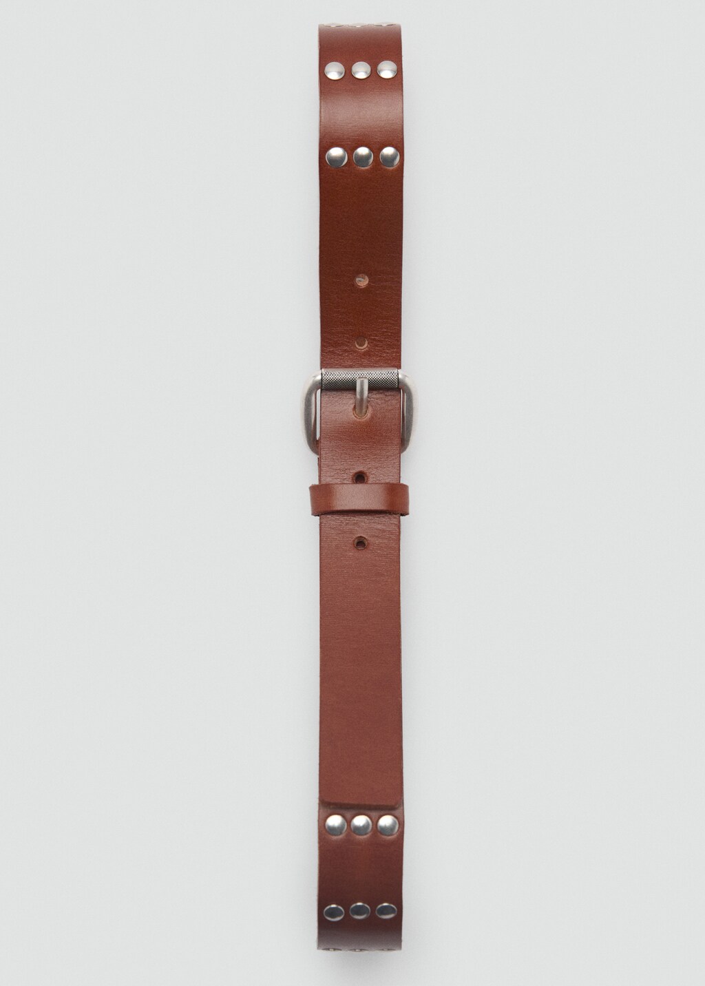 Stud leather belt - Brown