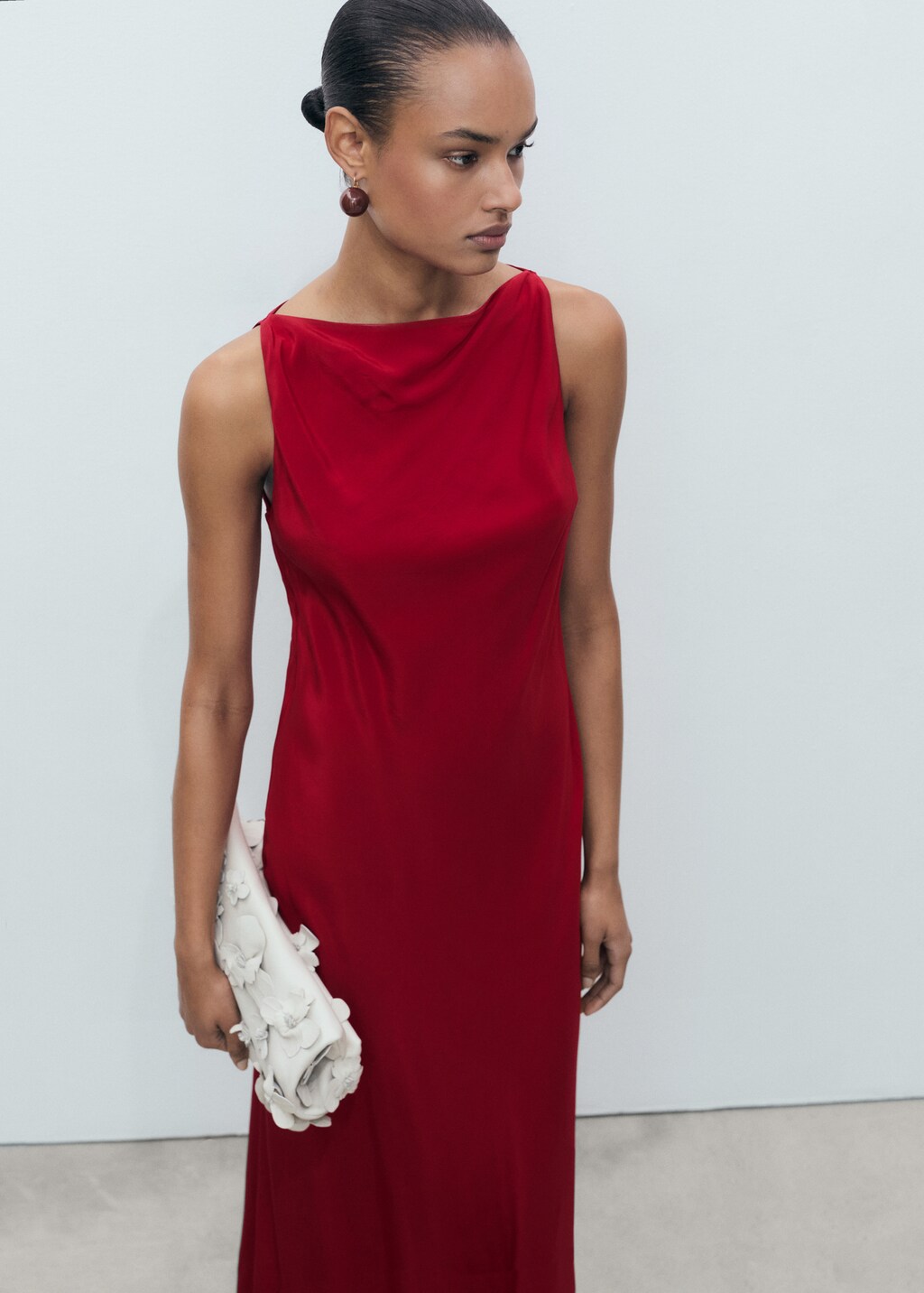 Satin midi dress - Wine