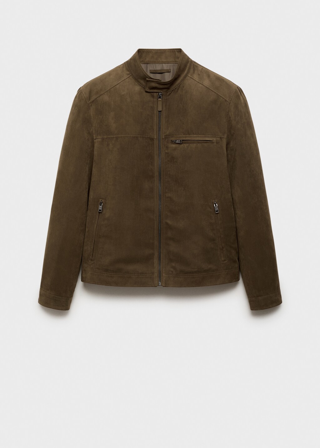 Suede-effect biker jacket - Beige