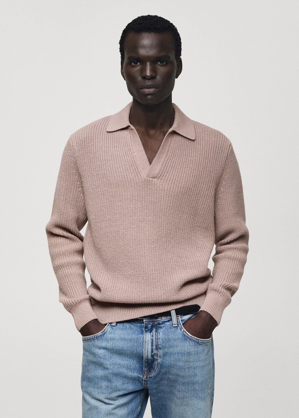 Cotton knitted polo shirt - Lavender