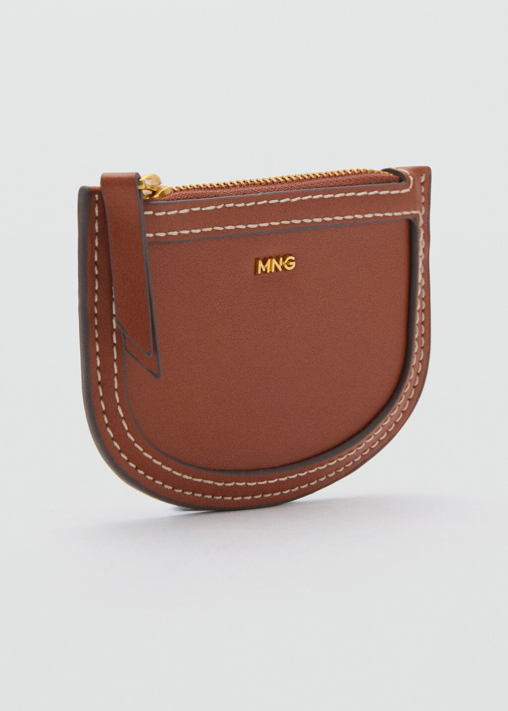 Mini oval leather-effect card holder - Leather