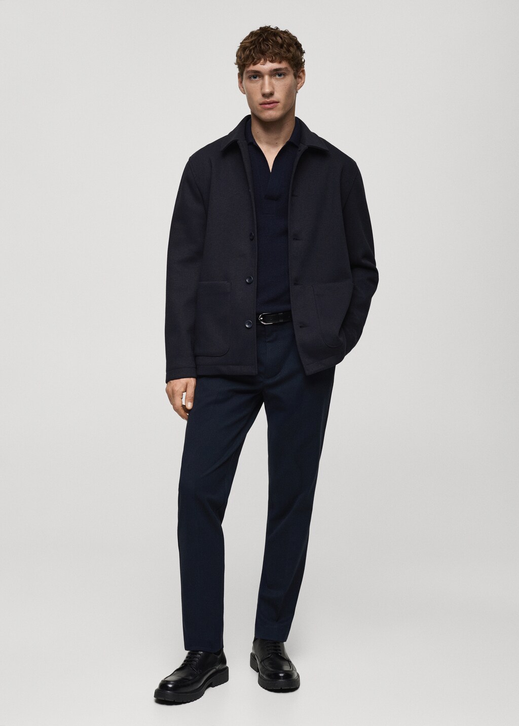 Regular-fit overshirt with pocket - Dark Navy