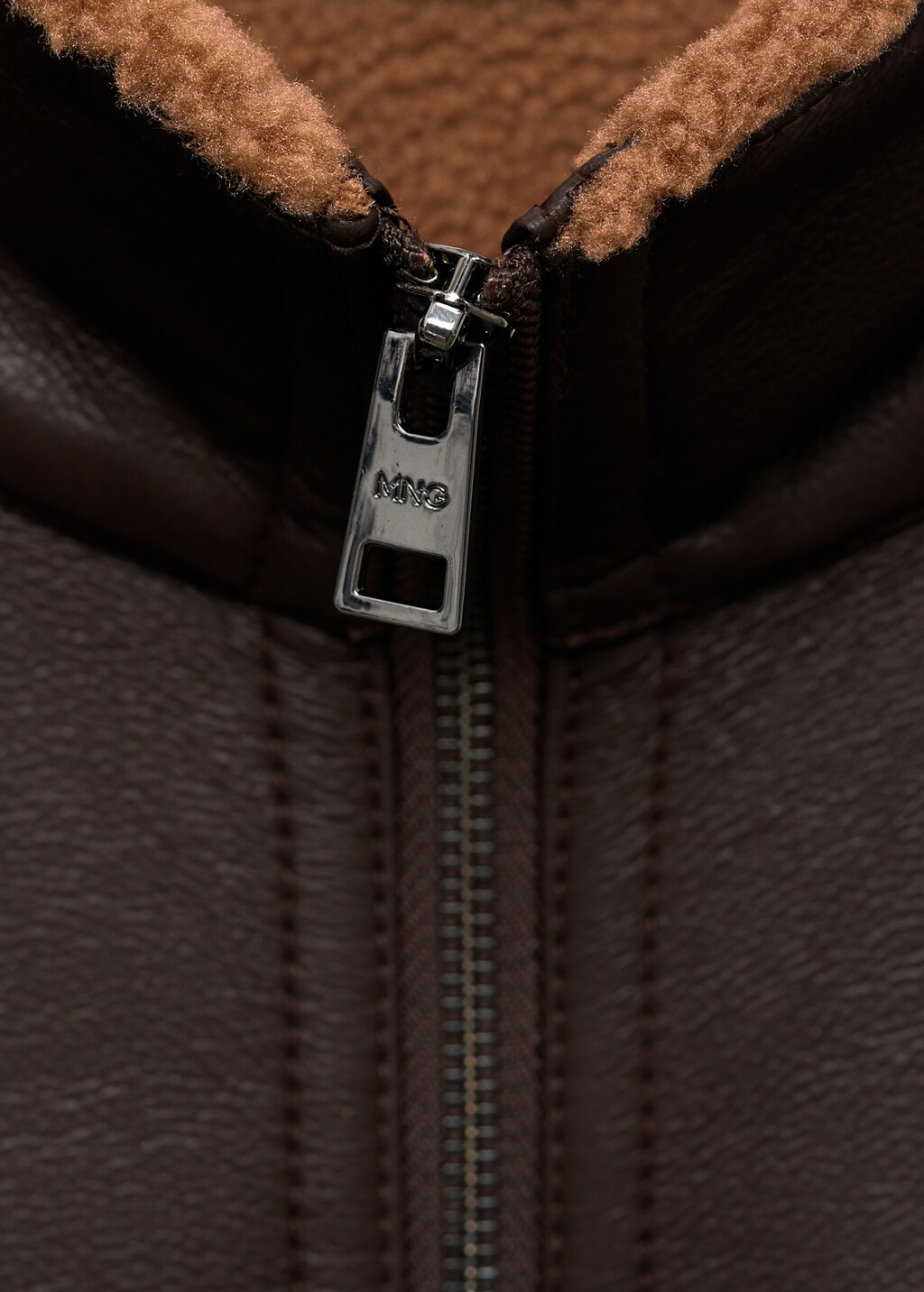 Fur effect jacket with fleece lining - Chocolate