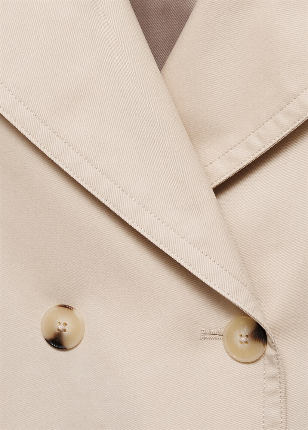 Double-breasted cropped trench coat - Beige