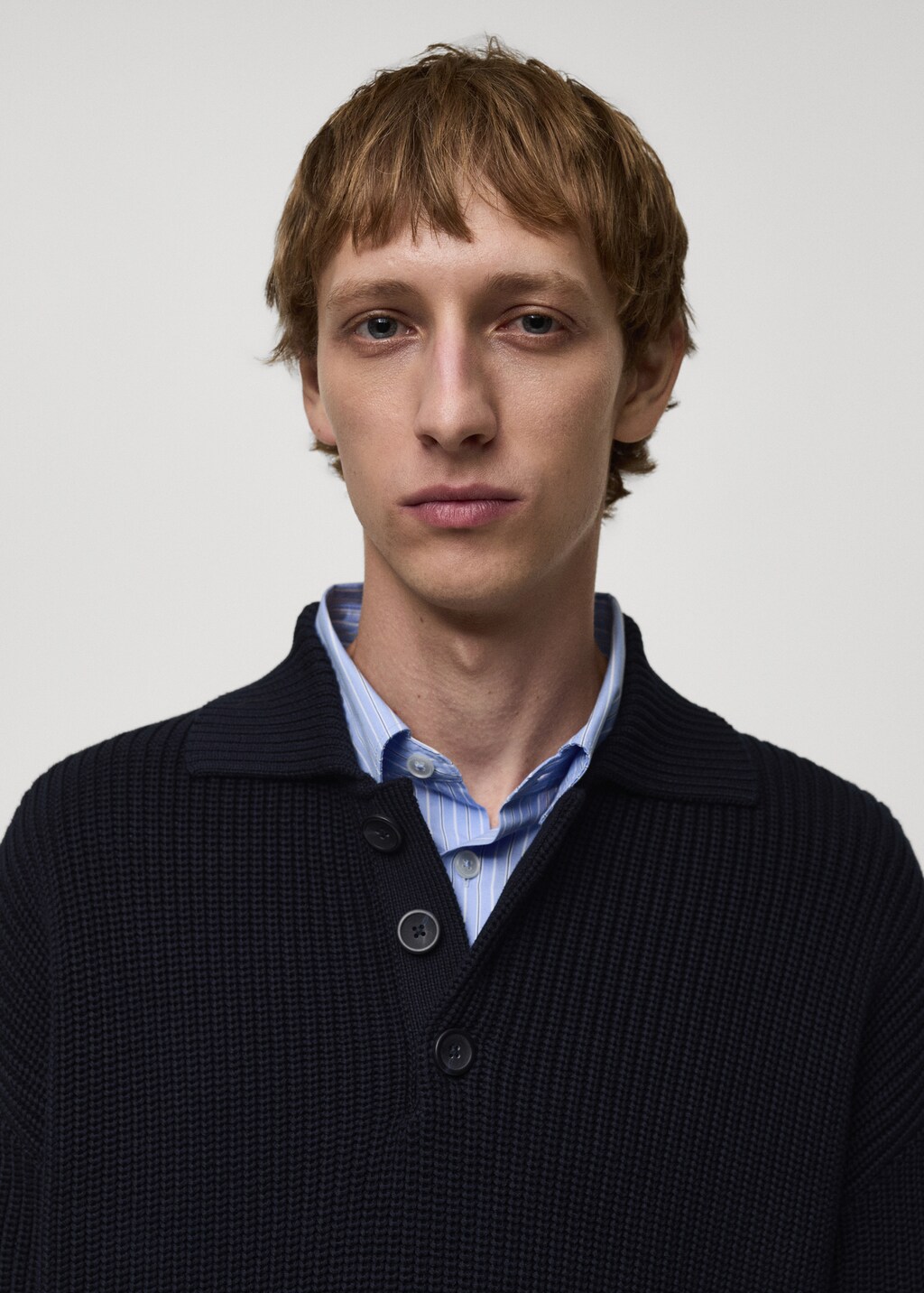 Chunky ribbed polo sweater - Light/Pastel Grey