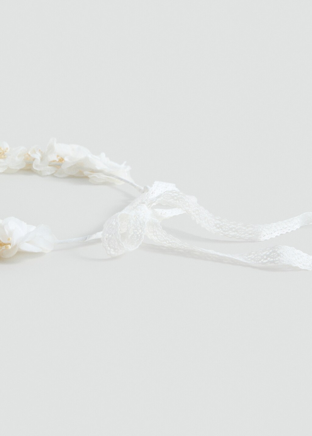 Tie closure flower hairband - White