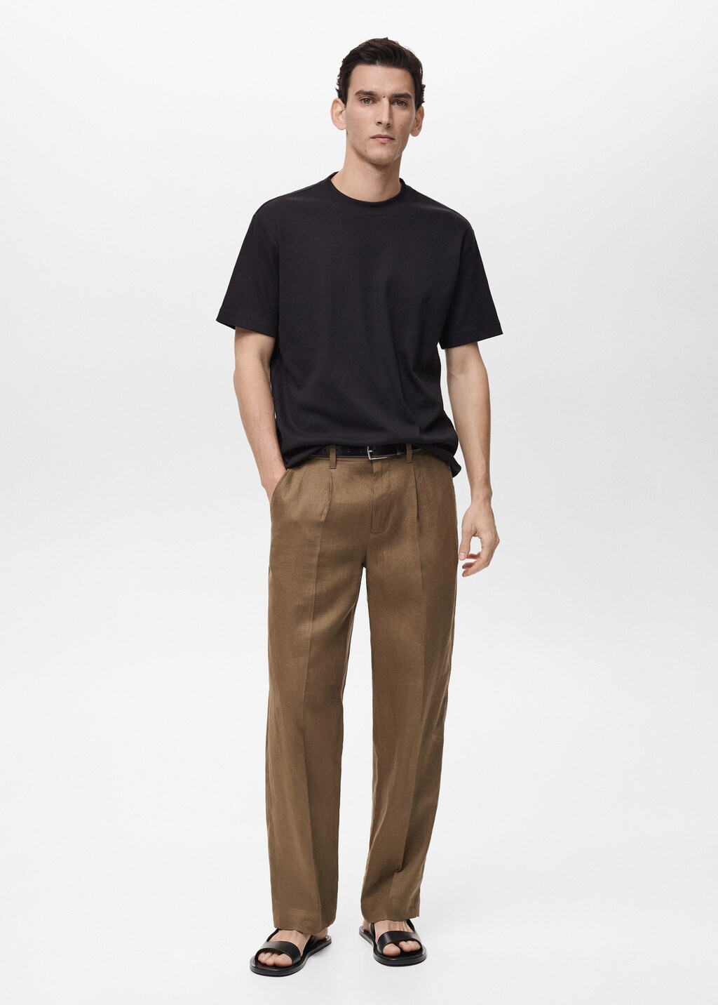 Regular fit ribbed cotton t-shirt - Ivory White