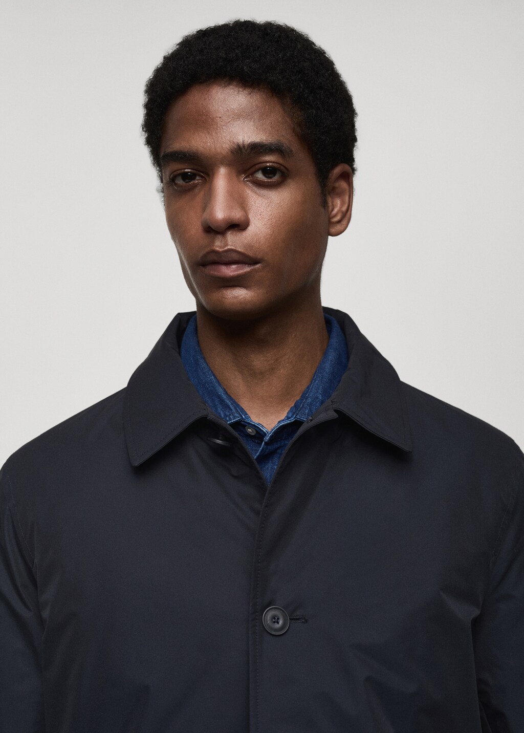 Quilted water-repellent trench coat - Dark Navy