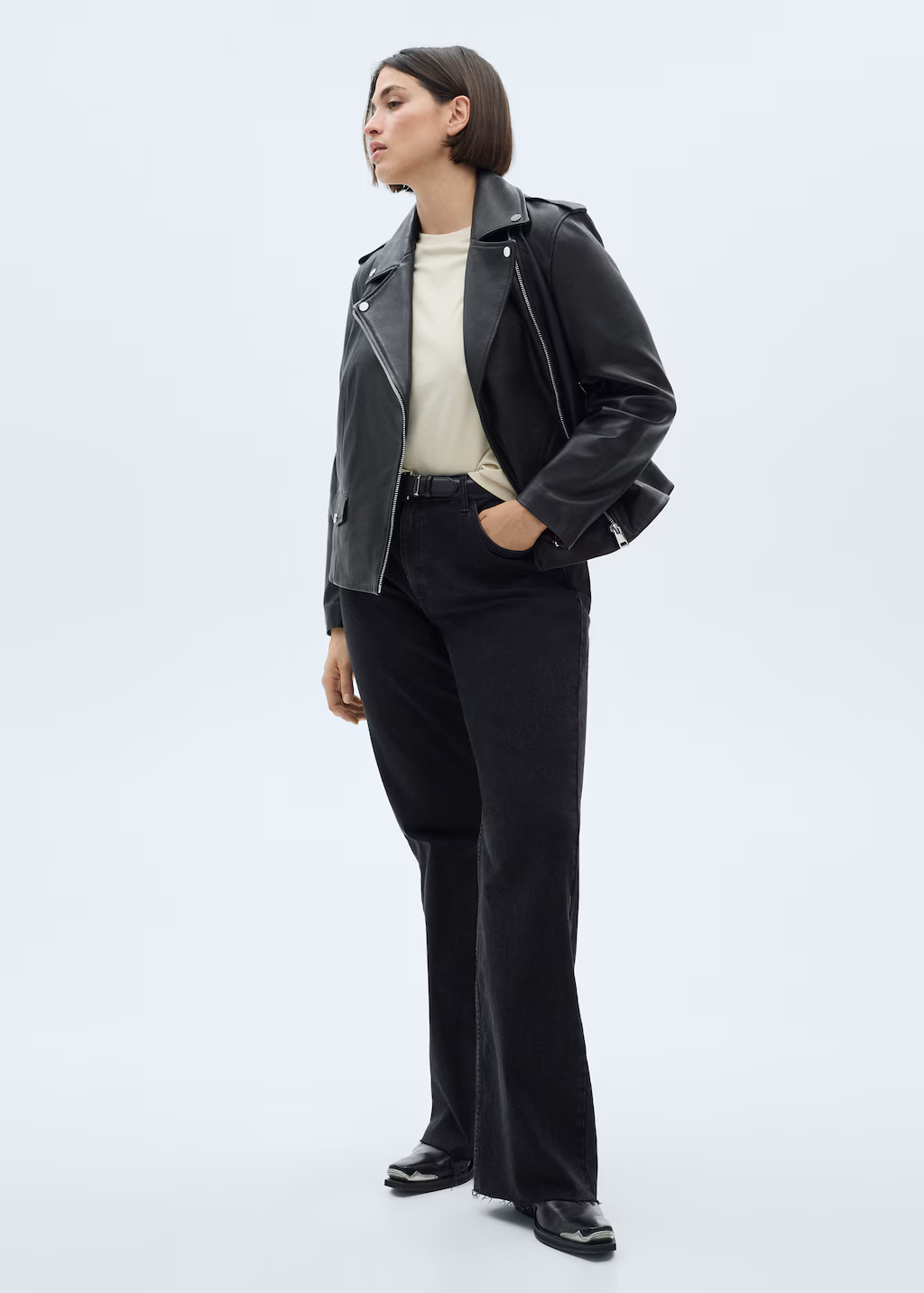 Leather biker jacket - Black