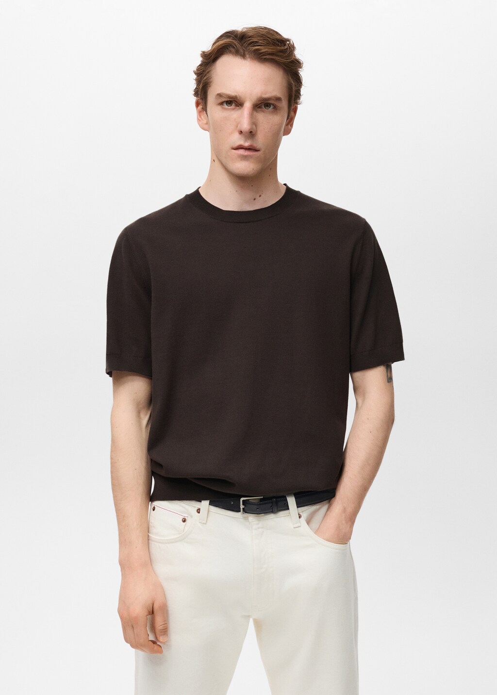 Cotton fine-knit t-shirt - Ice Grey