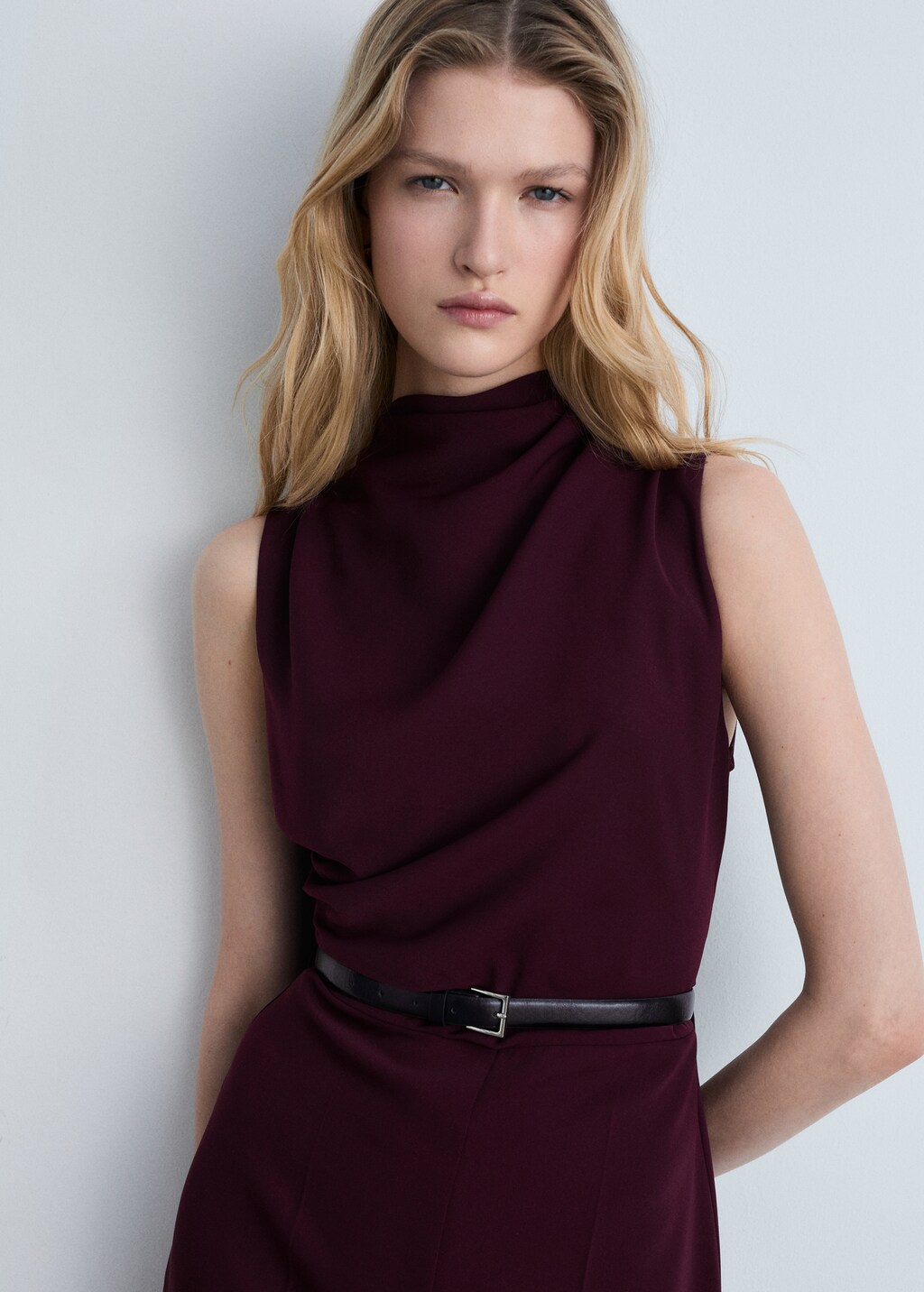 Belt long jumpsuit - Wine