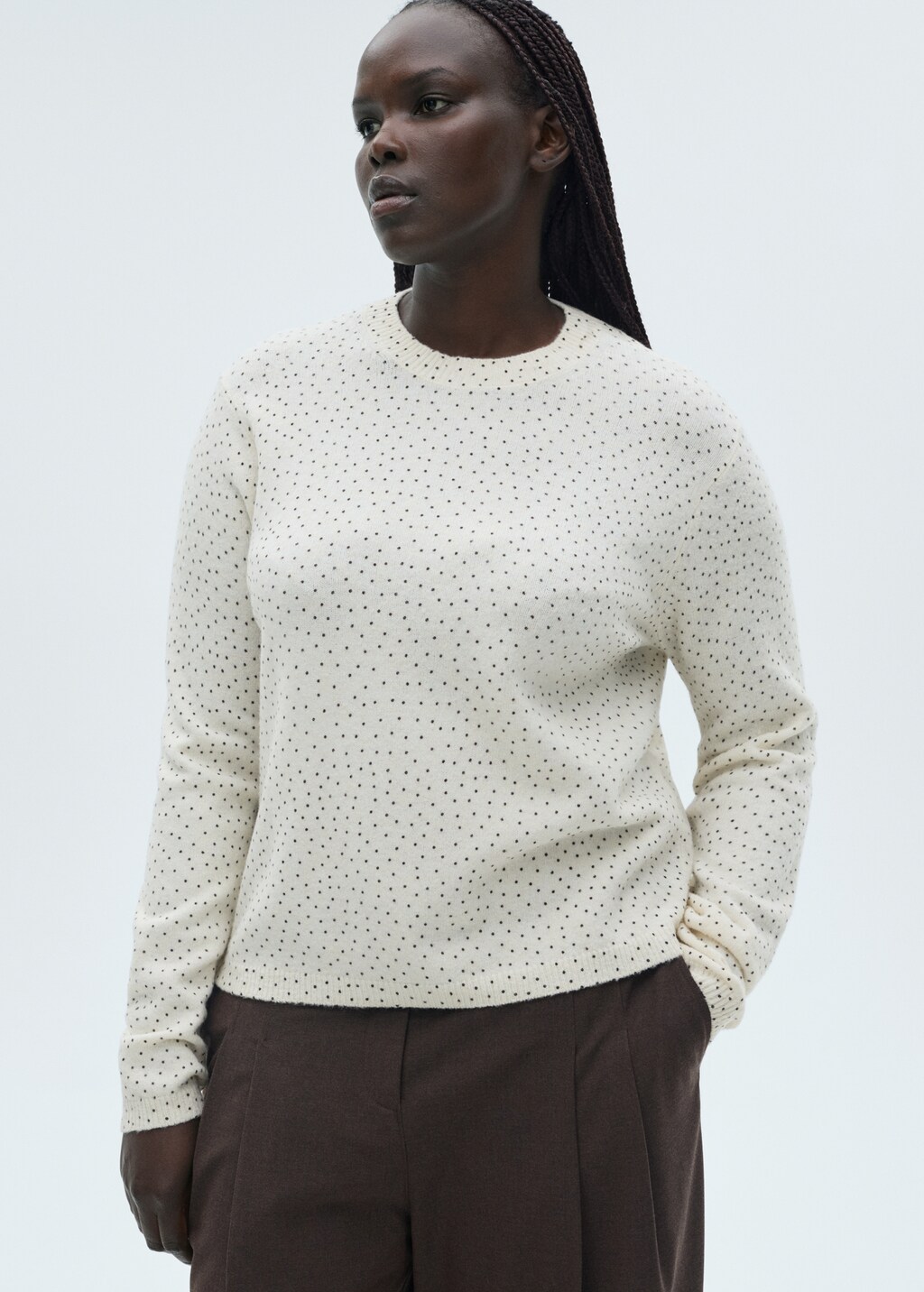 Polka-dot knitted sweater - Ecru