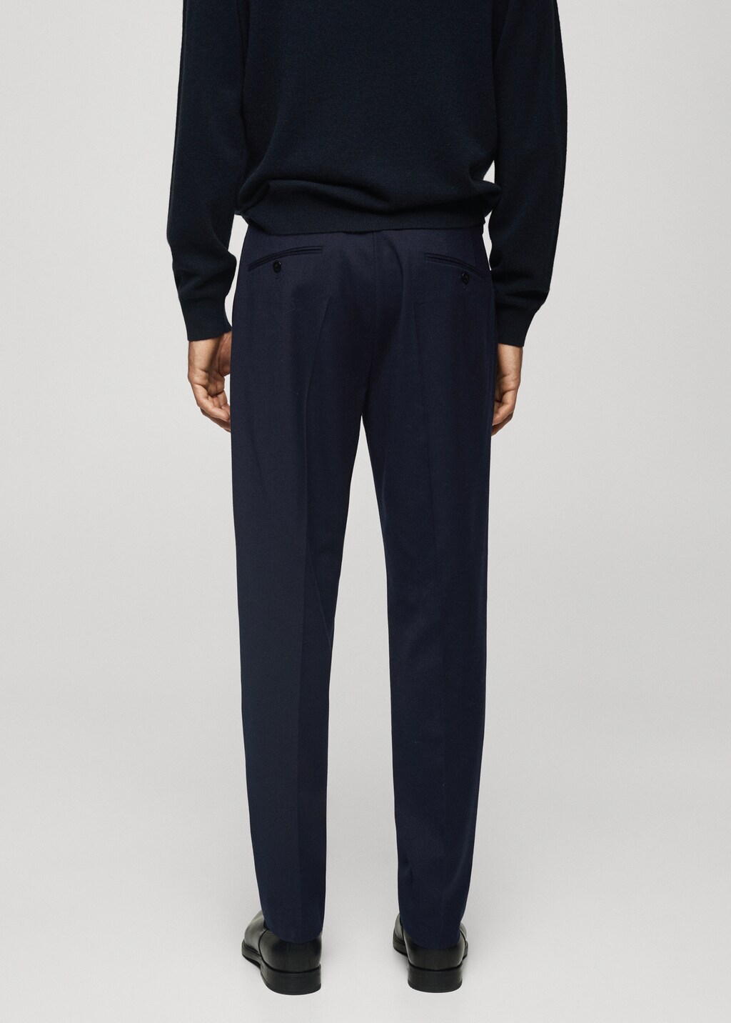 100% virgin wool flannel suit trousers - Dark Navy