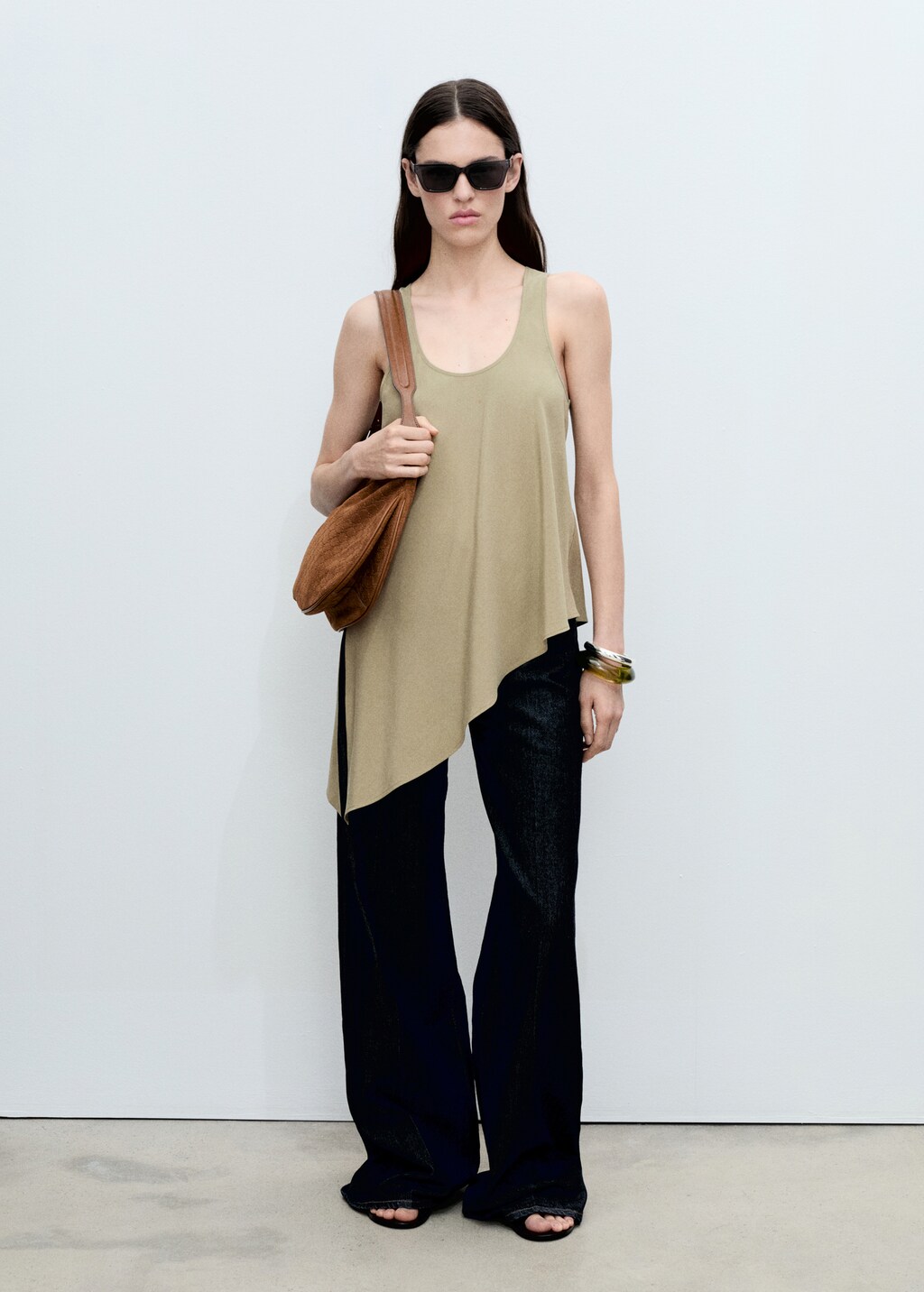 Asymmetrical lyocell top - Ecru