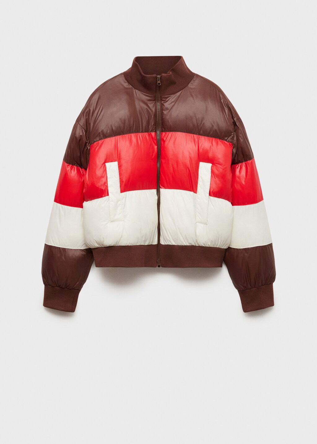 Tricolour quilted jacket - Brown
