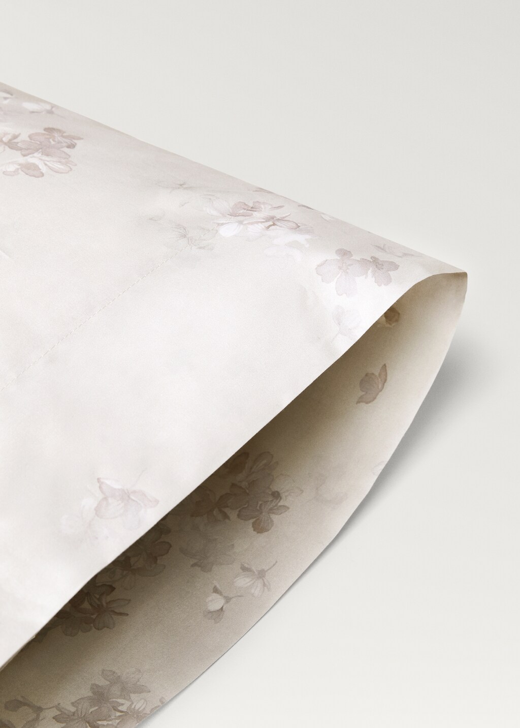 Romantic floral-print cotton percale pillowcase 45x110 cm - Forest Green