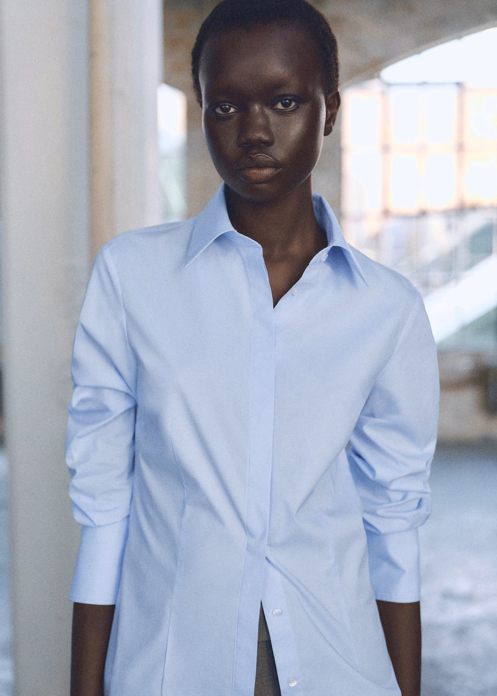 Fitted cotton shirt - White