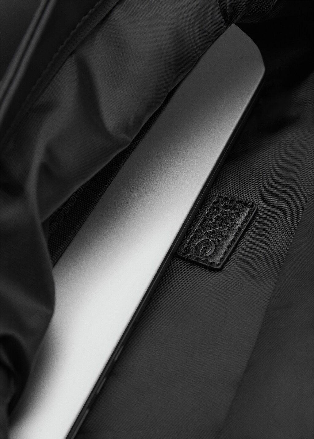 Rubberized backpack with flap closure - Black