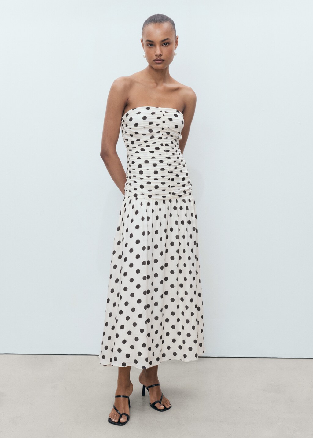 Draped body polka dot dress - Off White