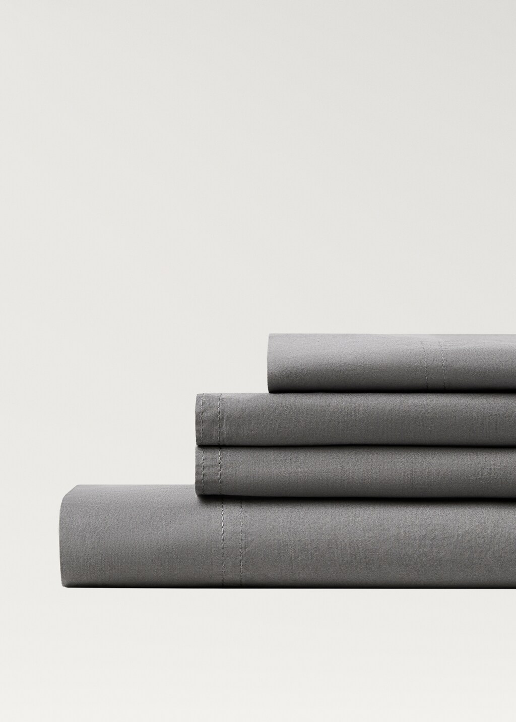 Poplin cotton double-stitched top sheet for 180/200 cm bed - Caramel