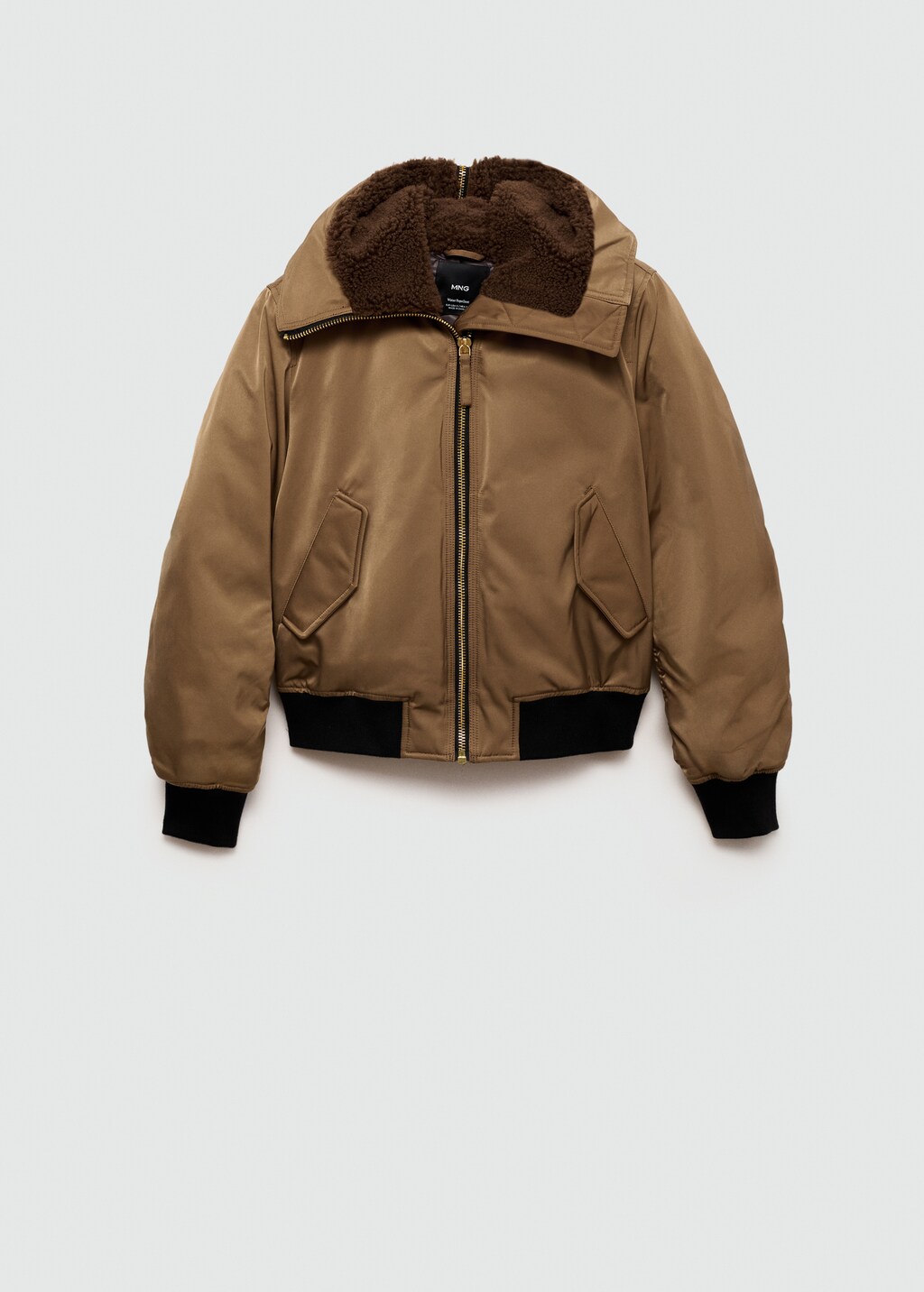Bomber jacket with fleece lining - Brown