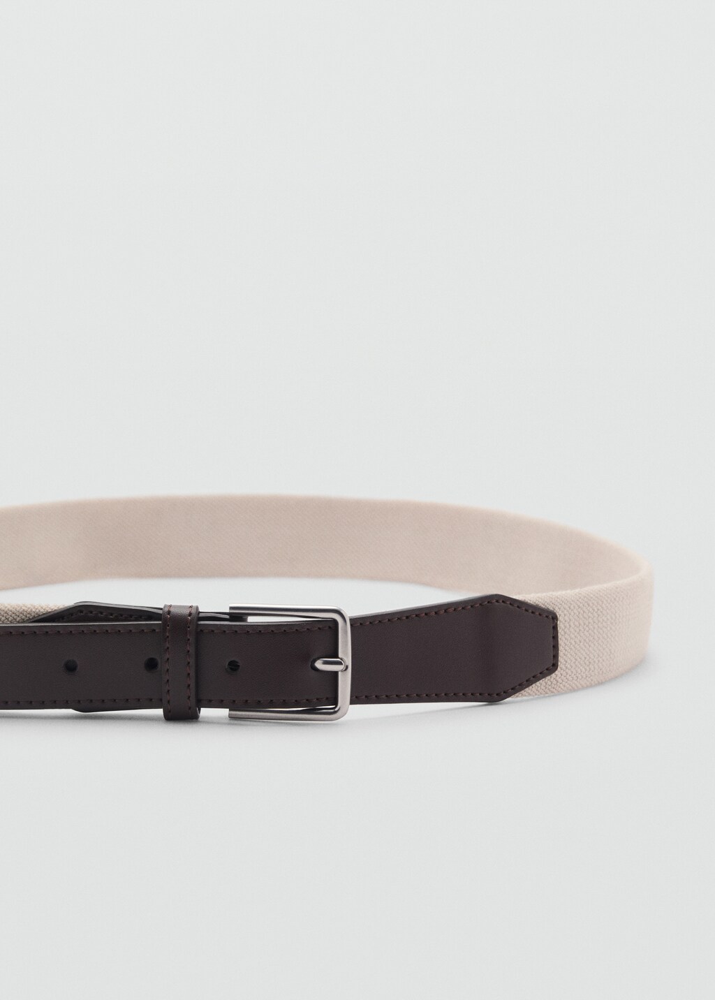 Leather-appliqué elastic belt - Khaki