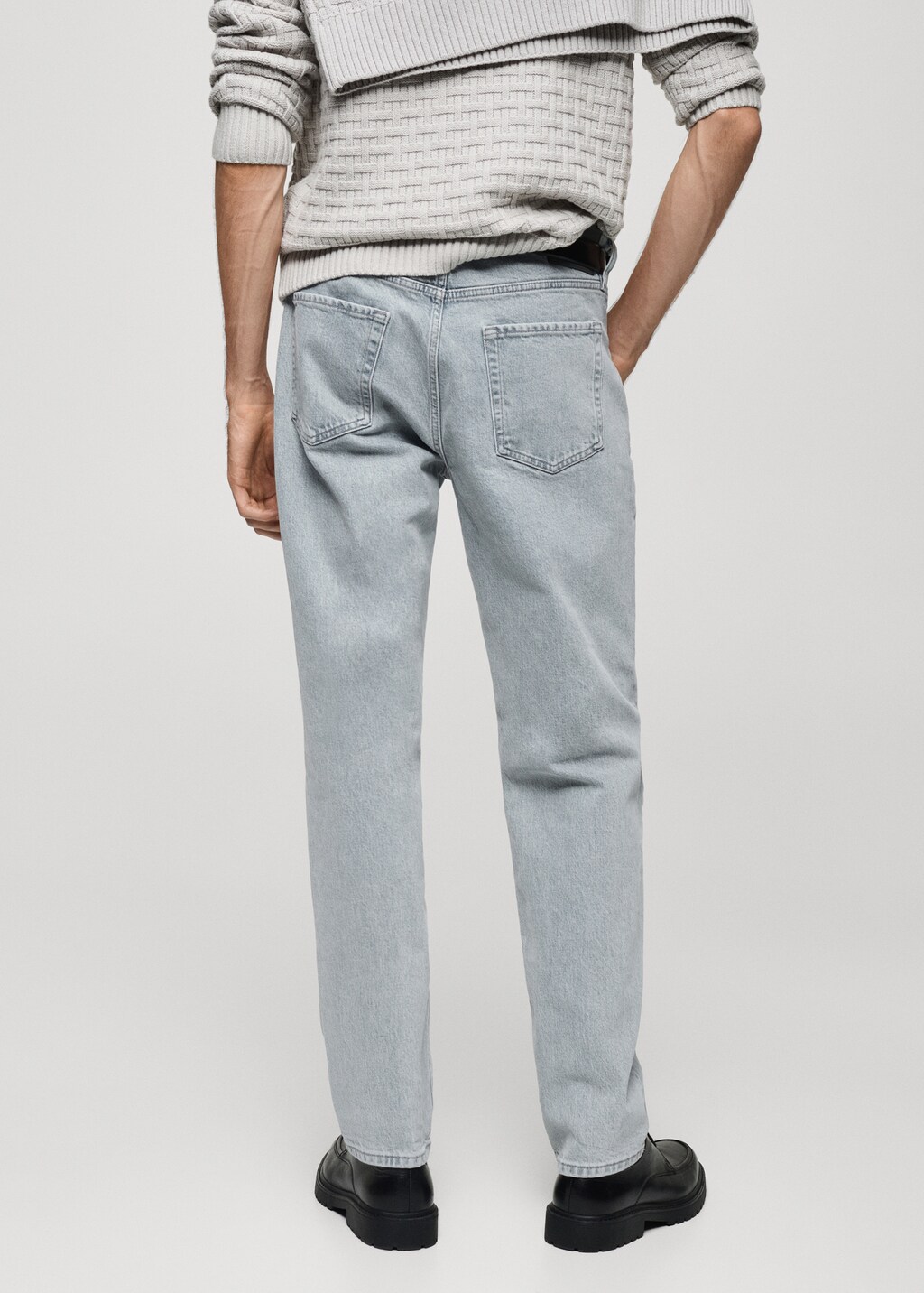 Regular-fit jeans with distressed effect - Petrol Blue