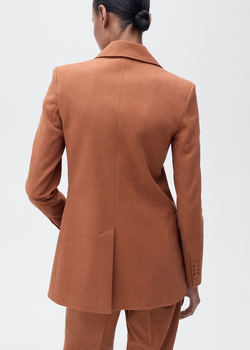 Cotton and linen-blend suit jacket - Caramel