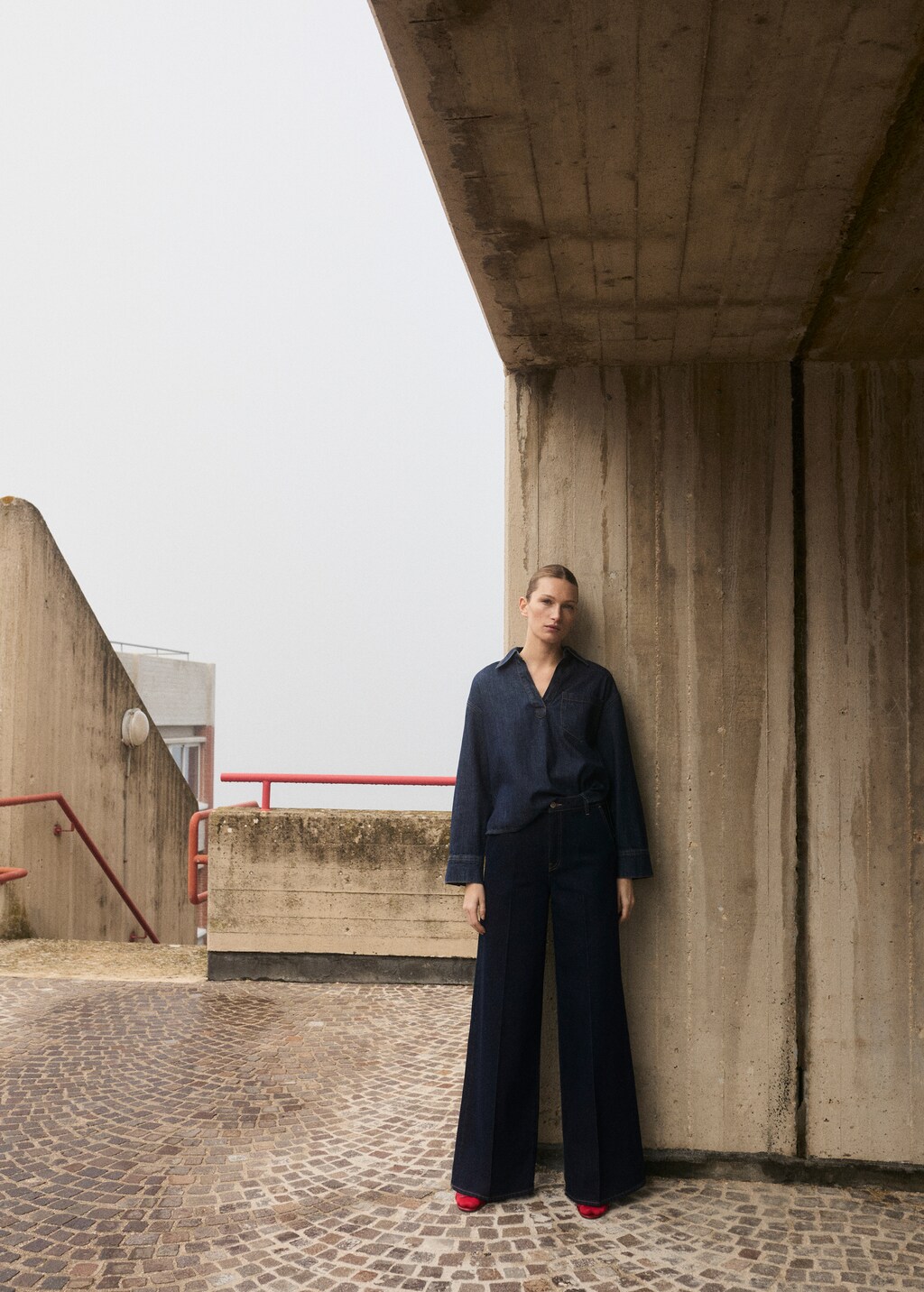 High-rise wideleg rinse-wash jeans - Open Blue