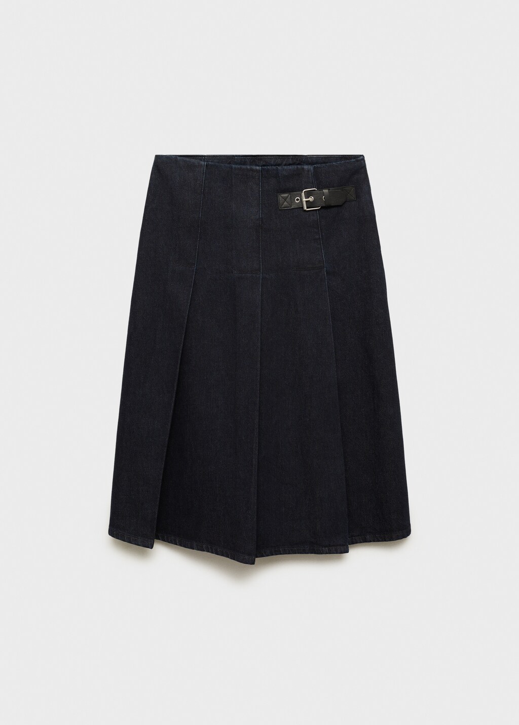 Rinse-wash midi-skirt with buckle - Open Blue