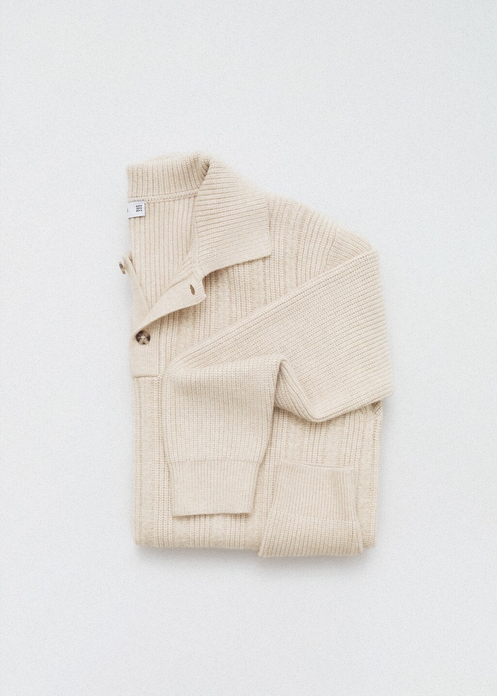 Knitted structured polo sweater - Ecru