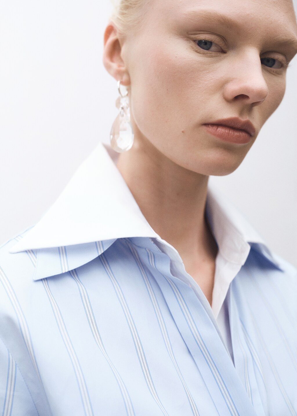 Regular striped cotton shirt - Sky Blue