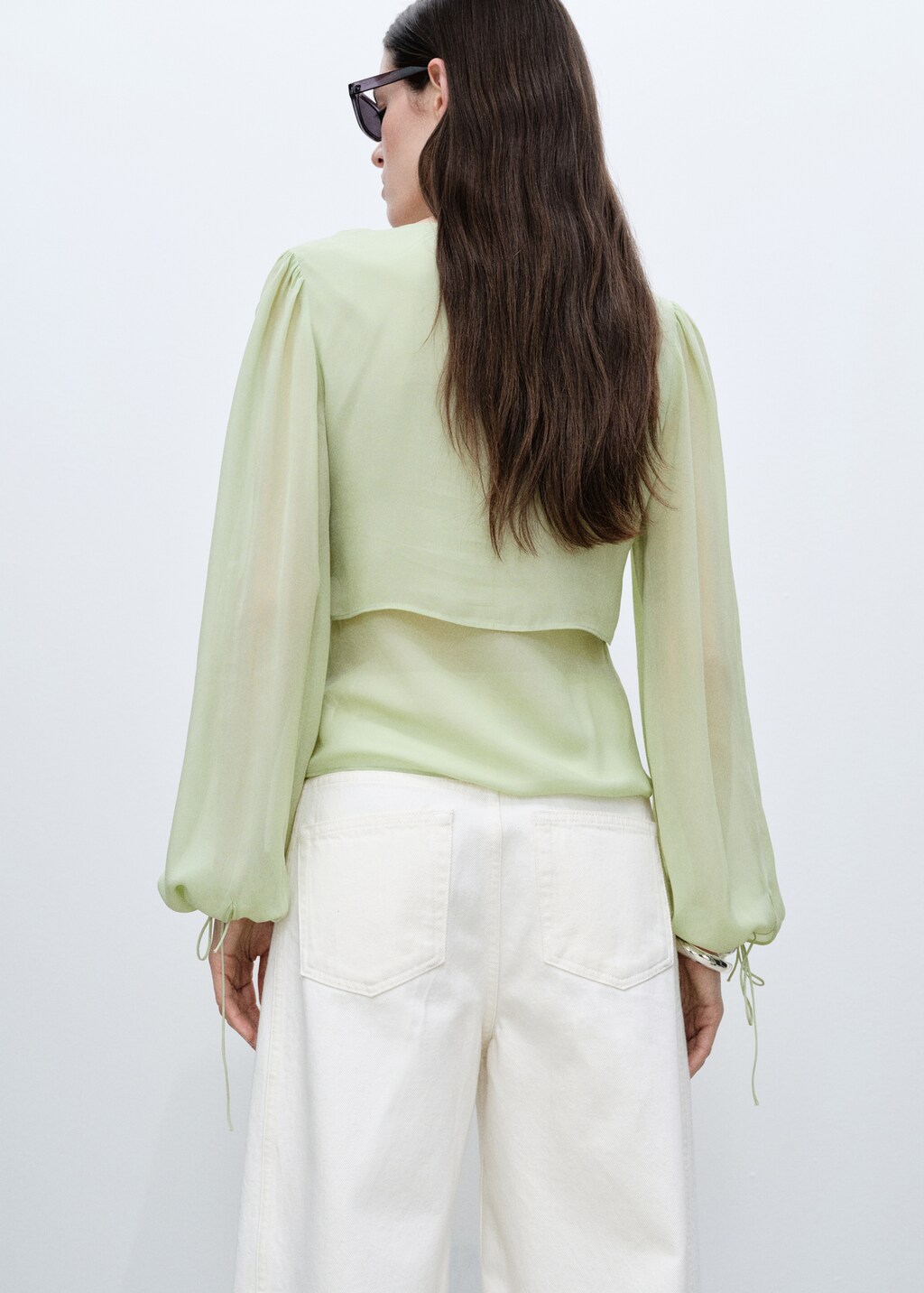 Combined blouse with bow detail - Green