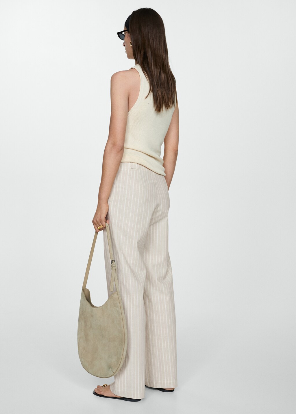 Straight striped trousers - Beige