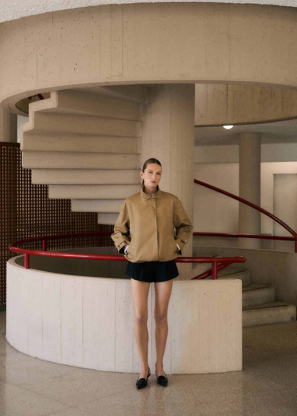 Cotton parka with gathered hem - Medium Brown