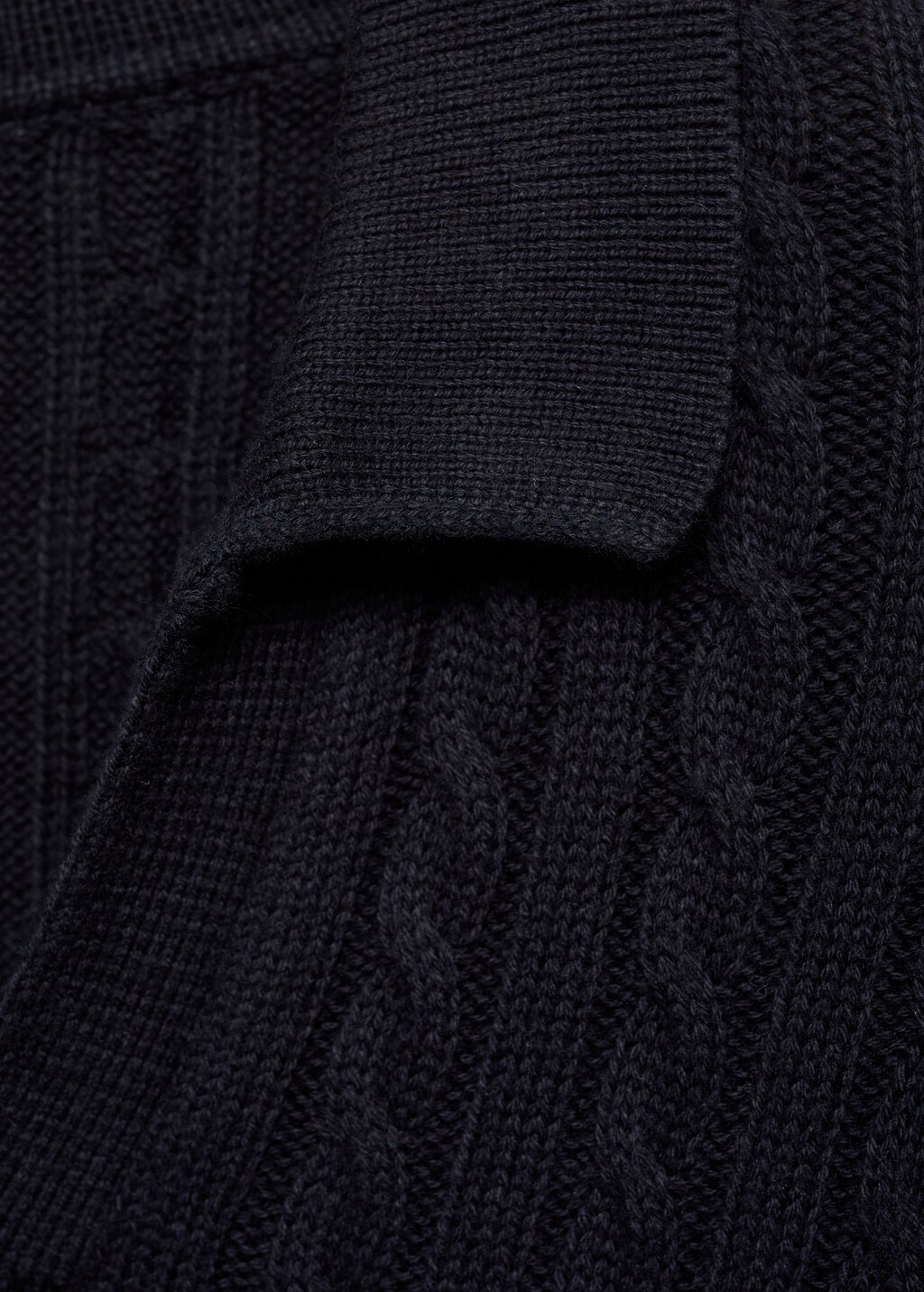 Medium braided-knit polo sweater - Dark Navy