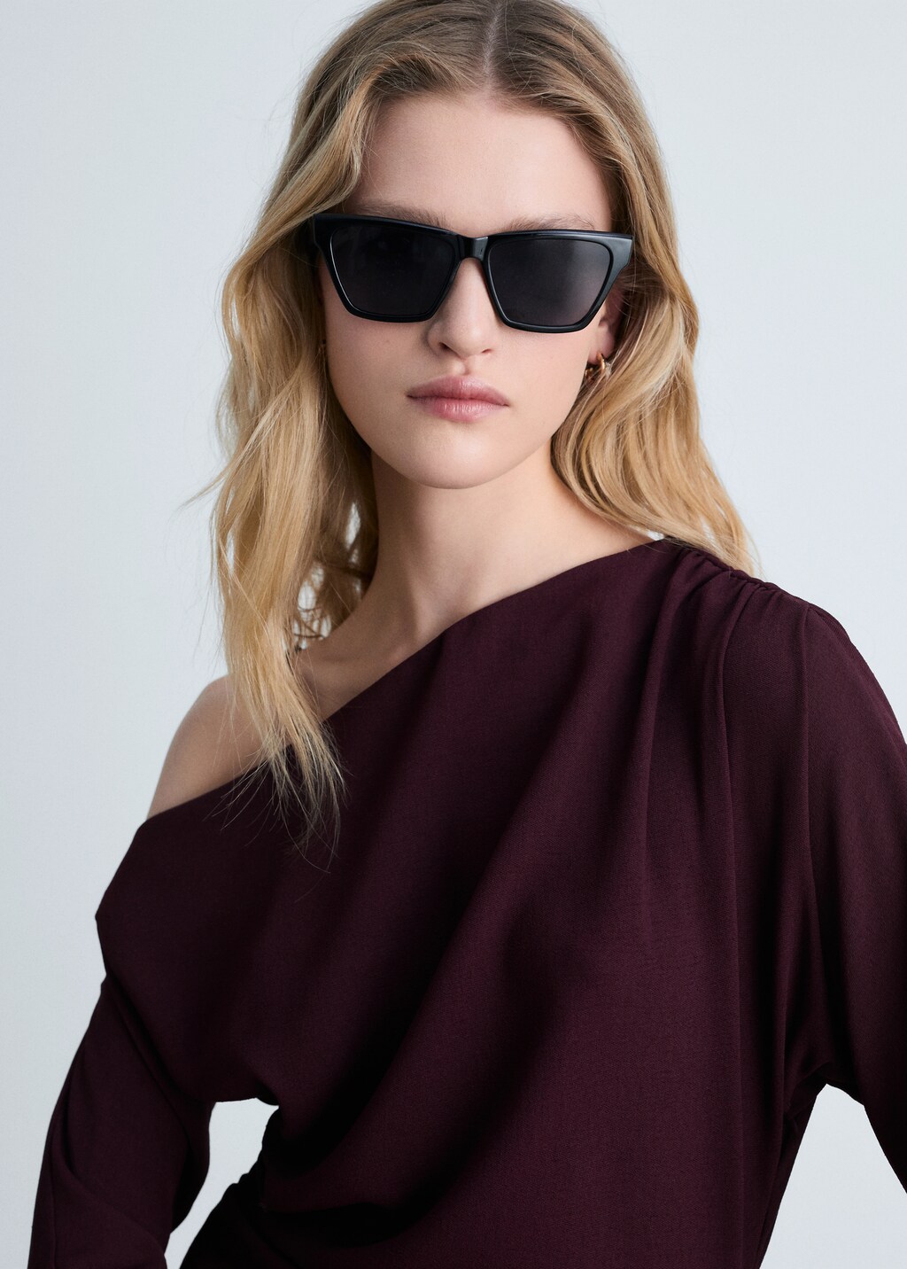 Asymmetrical midi-dress - Wine