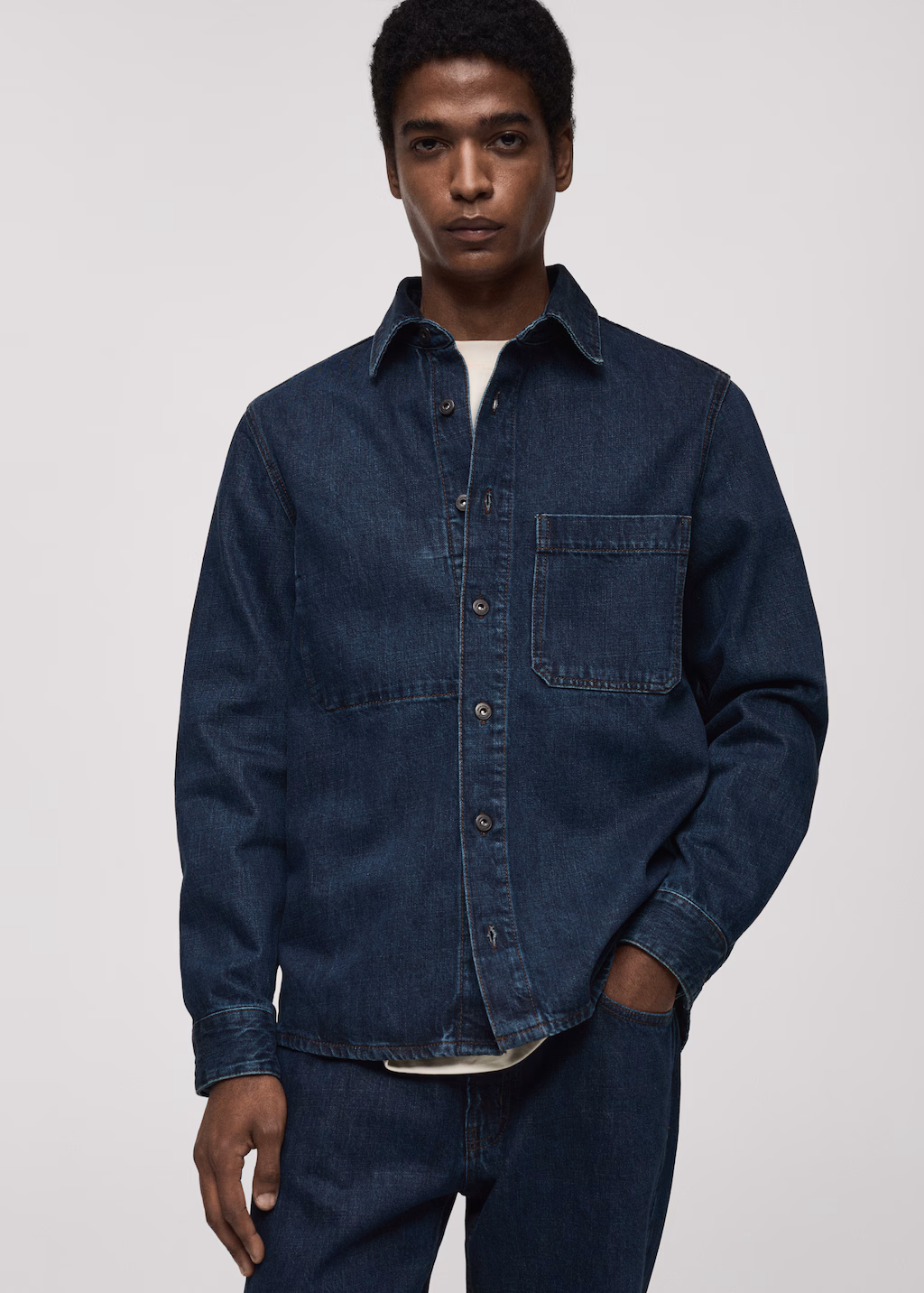 Regular-fit denim overshirt - Open Blue