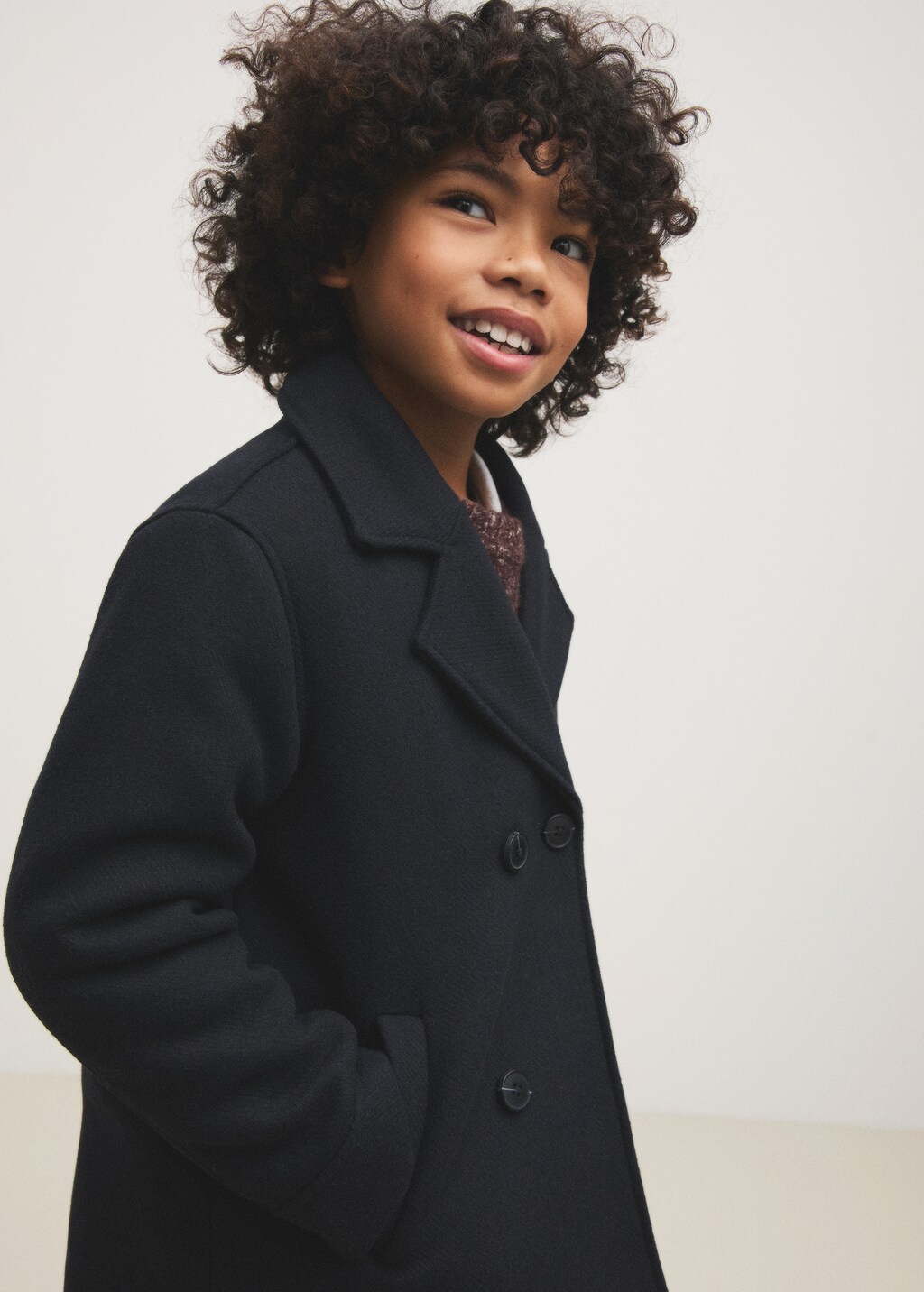 Buttoned wool coat - Dark Navy