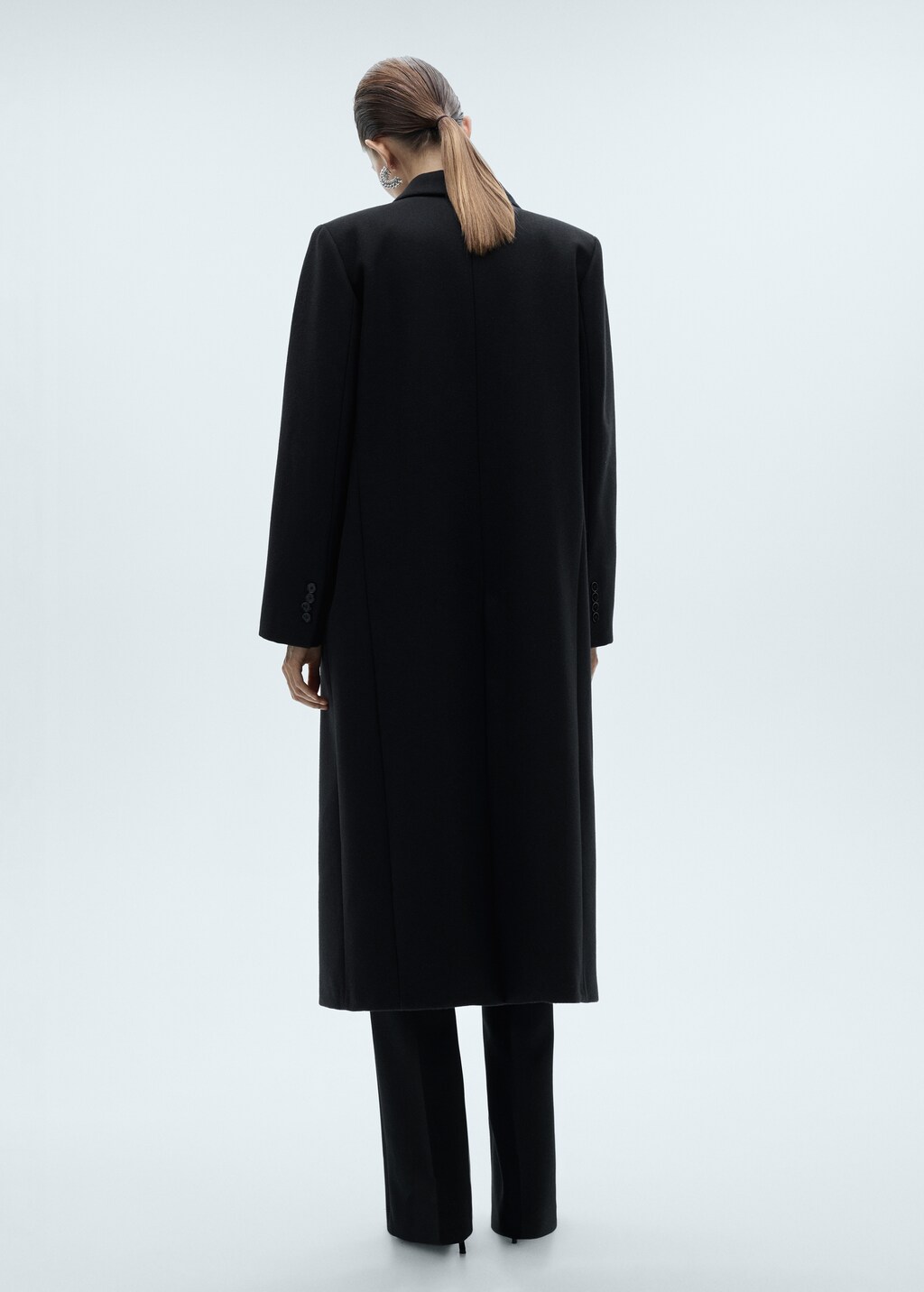 Double-breasted wool coat - Black