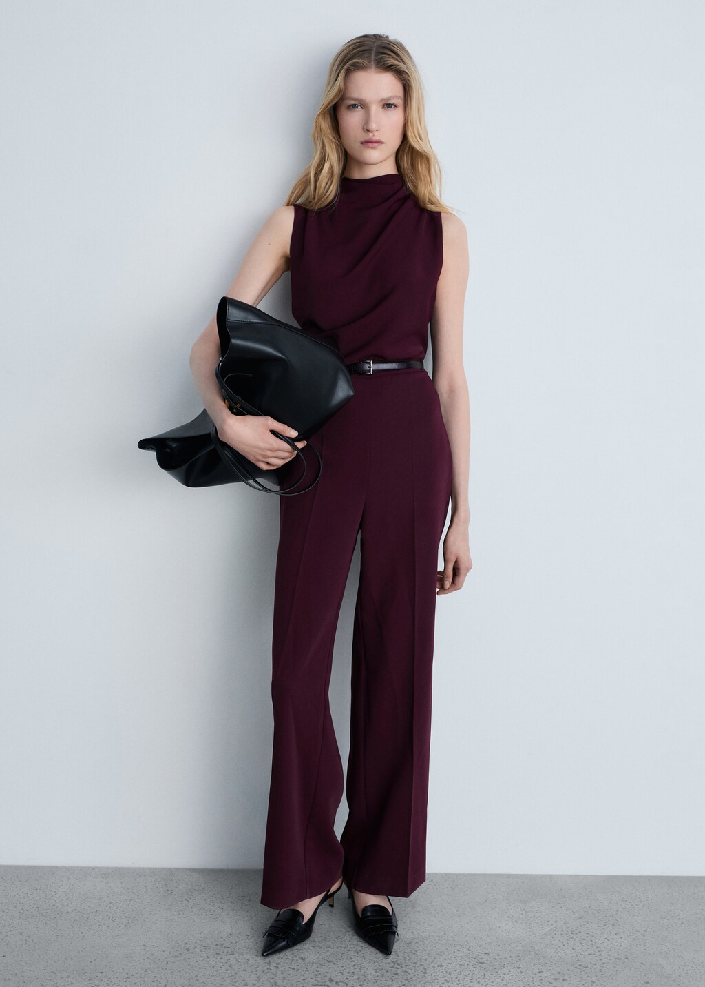 Belt long jumpsuit - Wine