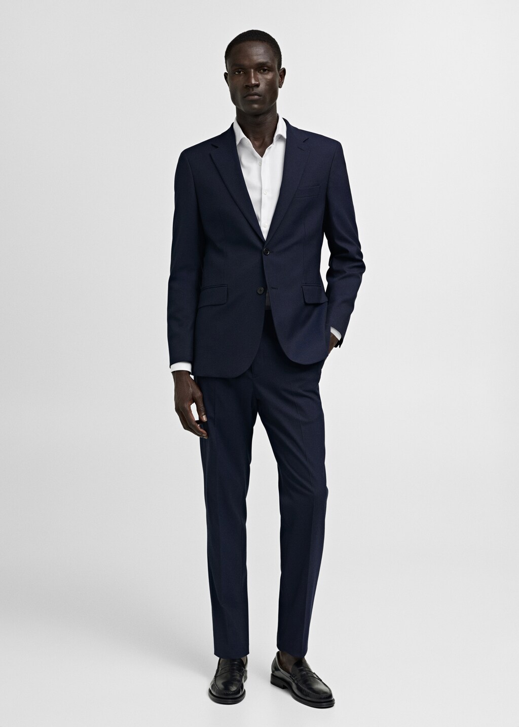 Slim-fit textured cotton suit shirt - White