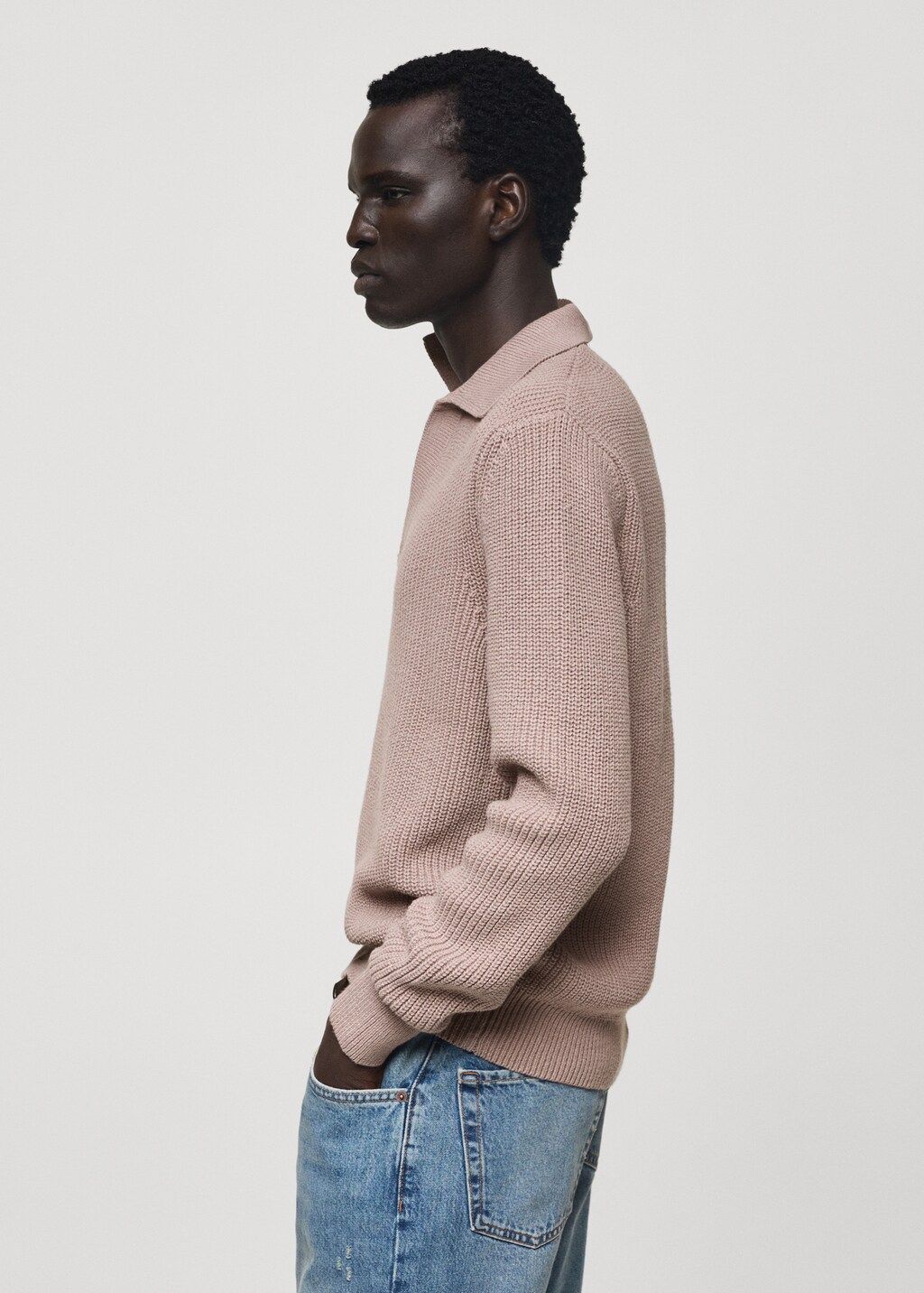 Cotton knitted polo shirt - Lavender