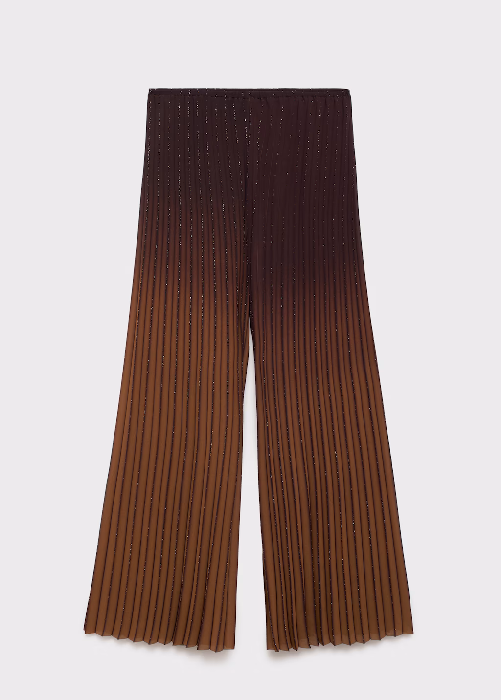 Pleated trousers with a shiny finish - Coffee