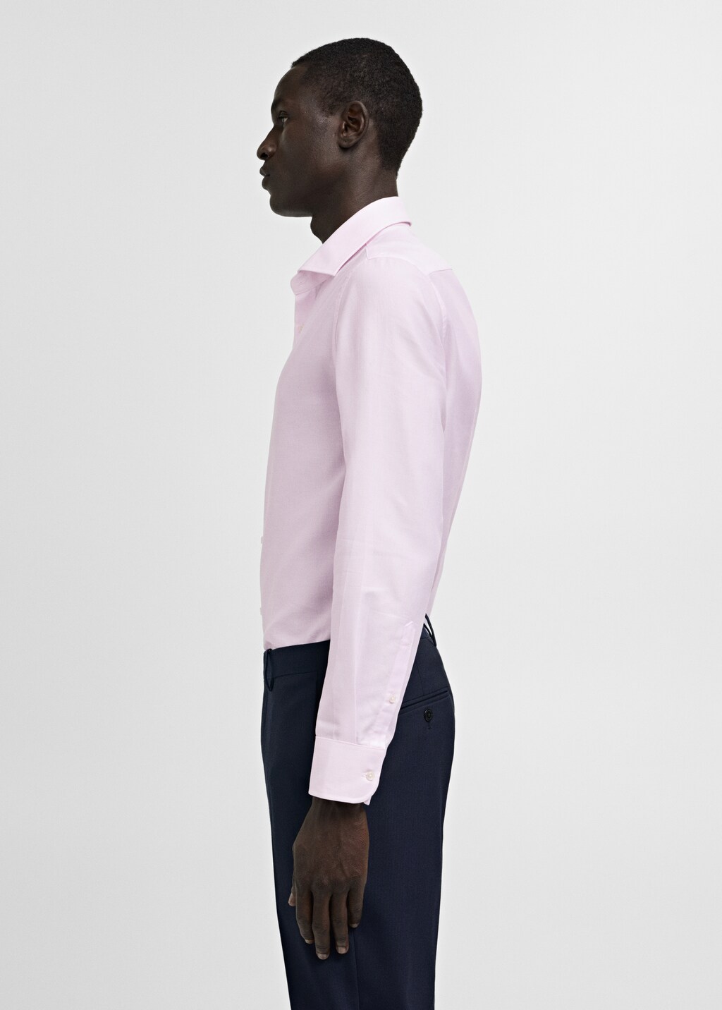 Slim-fit micro-stripe twill suit shirt - Light Pink