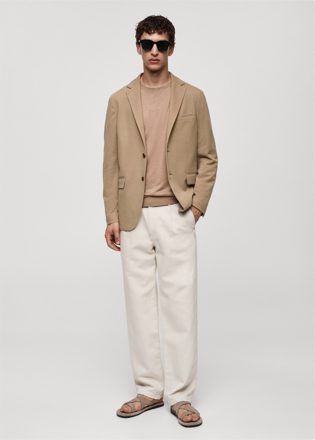 Slim fit microstructure blazer - Medium Brown