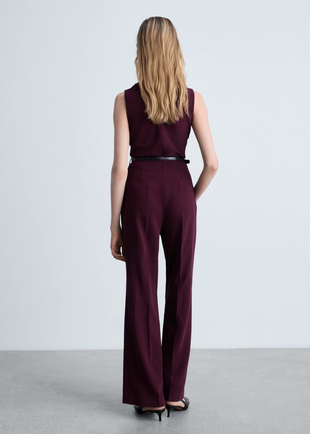 Belt long jumpsuit - Wine
