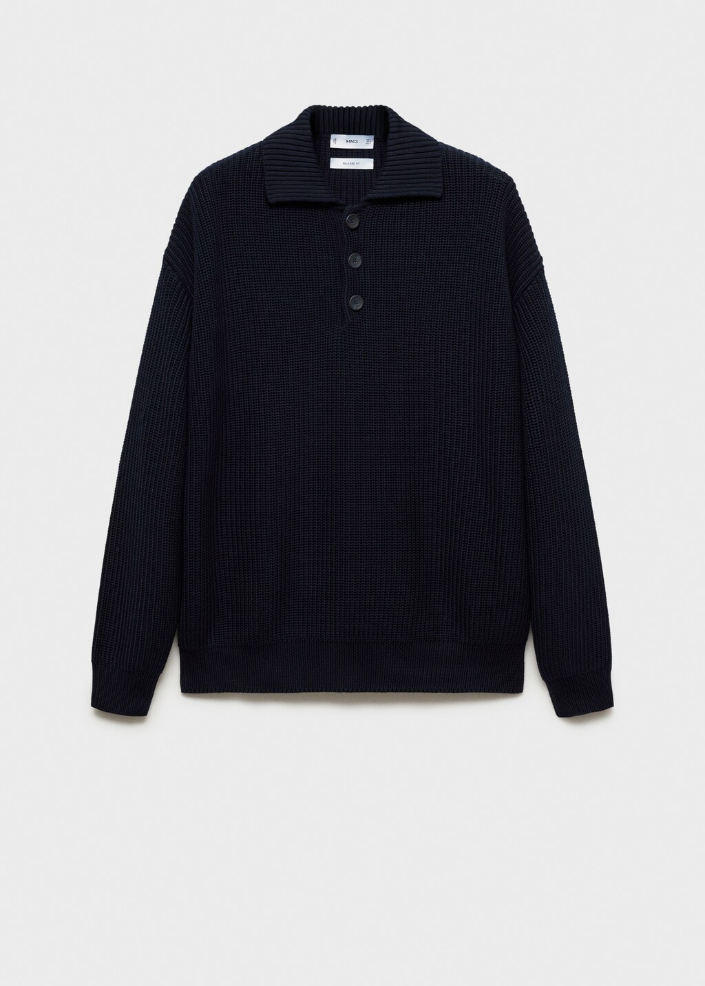 Chunky ribbed polo sweater - Light/Pastel Grey